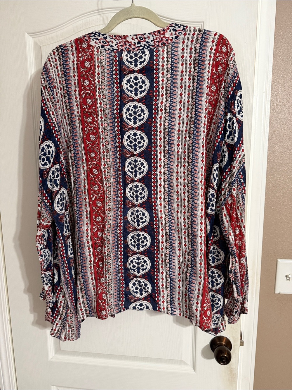 Passport Red, Navy & White Bohemian Open-Front Tunic Cardigan - Picture 3 of 3